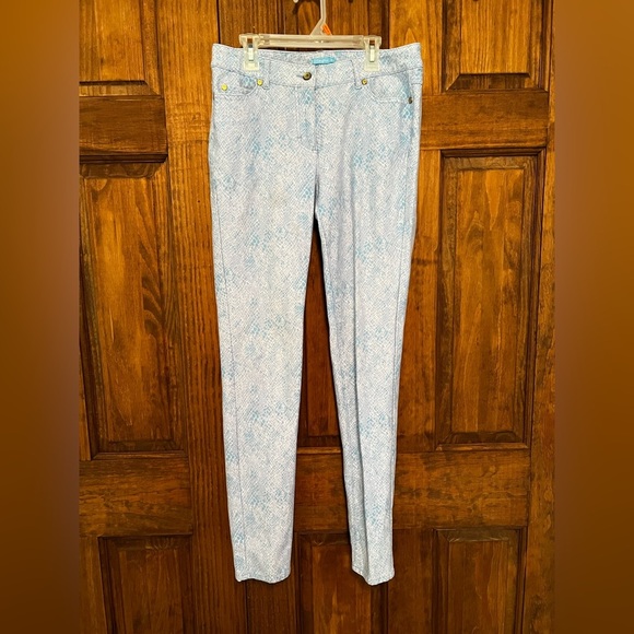 J. McLaughlin Lexi Snake Print Skinny Jeans Light Blue Size 6 | Summer Slim Fit - Picture 2 of 10